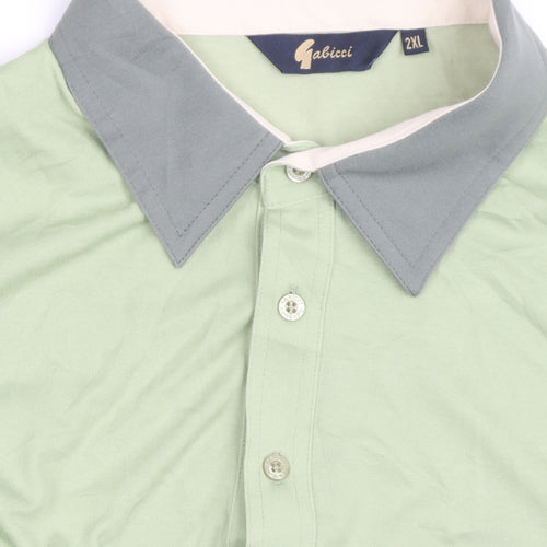 Gabicci Men’s Green 2XL Short Sleeve Button-Up Polo Shirt