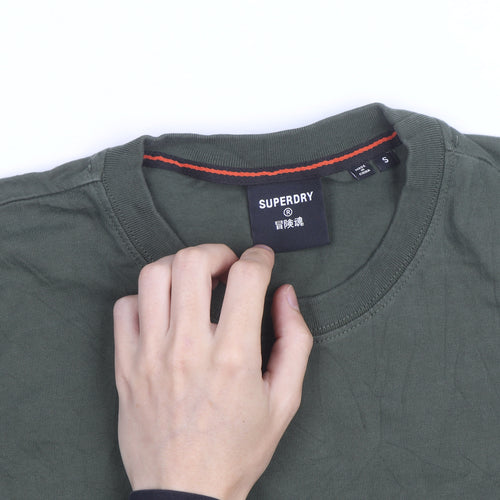 Superdry Men’s Green Army Themed Crew Neck Cotton T-Shirt Size S