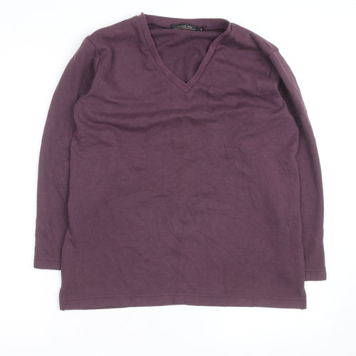 Jessica Reid Womens Purple V-Neck Cotton Long Sleeve Jumper Size 8/10