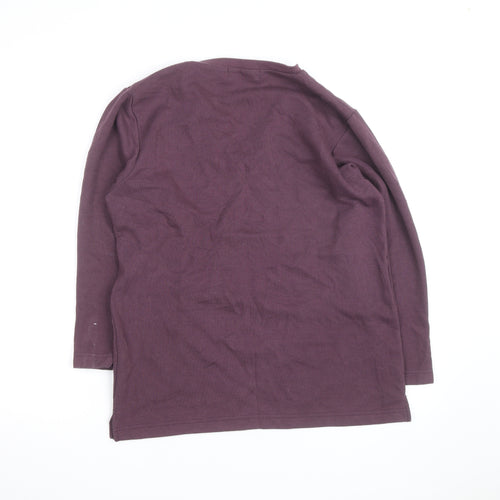 Jessica Reid Womens Purple V-Neck Cotton Long Sleeve Jumper Size 8/10