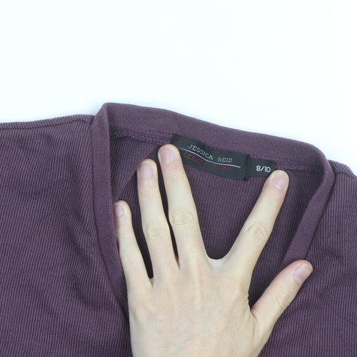 Jessica Reid Womens Purple V-Neck Cotton Long Sleeve Jumper Size 8/10