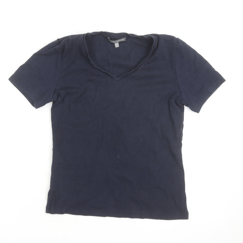 Laura Ashley Women's Blue V-Neck Cotton T-Shirt Size 10
