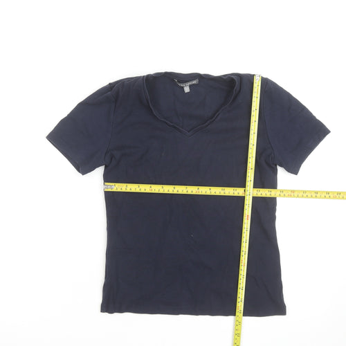 Laura Ashley Women's Blue V-Neck Cotton T-Shirt Size 10