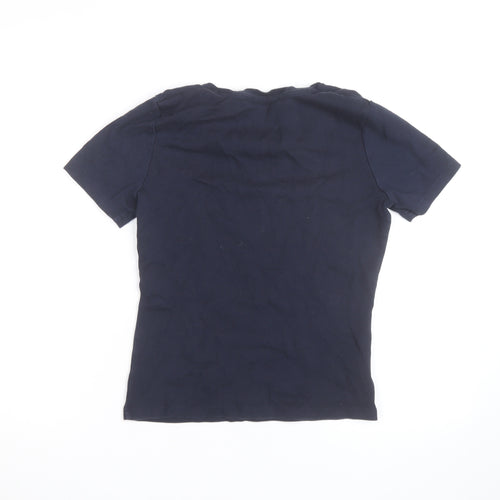 Laura Ashley Women's Blue V-Neck Cotton T-Shirt Size 10
