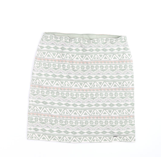 Hollister Womens Green Aztec Stretch Jersey Pencil Skirt L