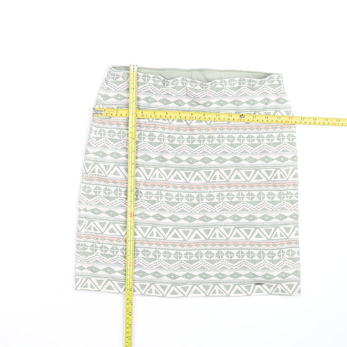 Hollister Womens Green Aztec Stretch Jersey Pencil Skirt L