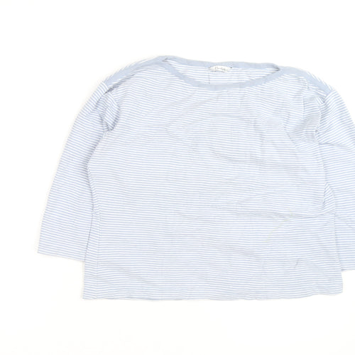Berkert Women Blue Striped Cotton Long Sleeve Pullover Jumper Size 16