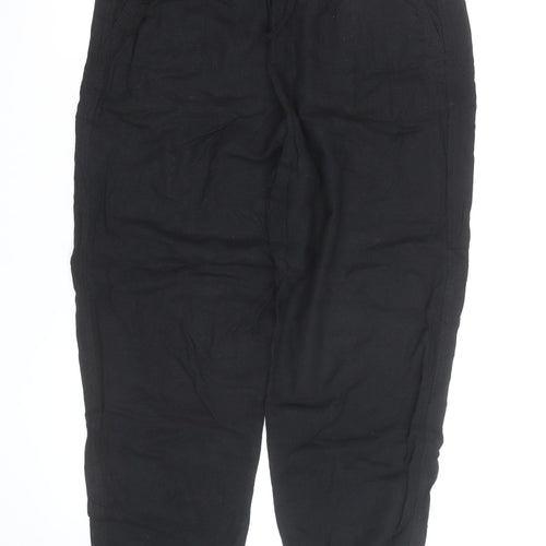 Marks and Spencer Women's Black Linen Blend Jogger Trousers Size 16 Short