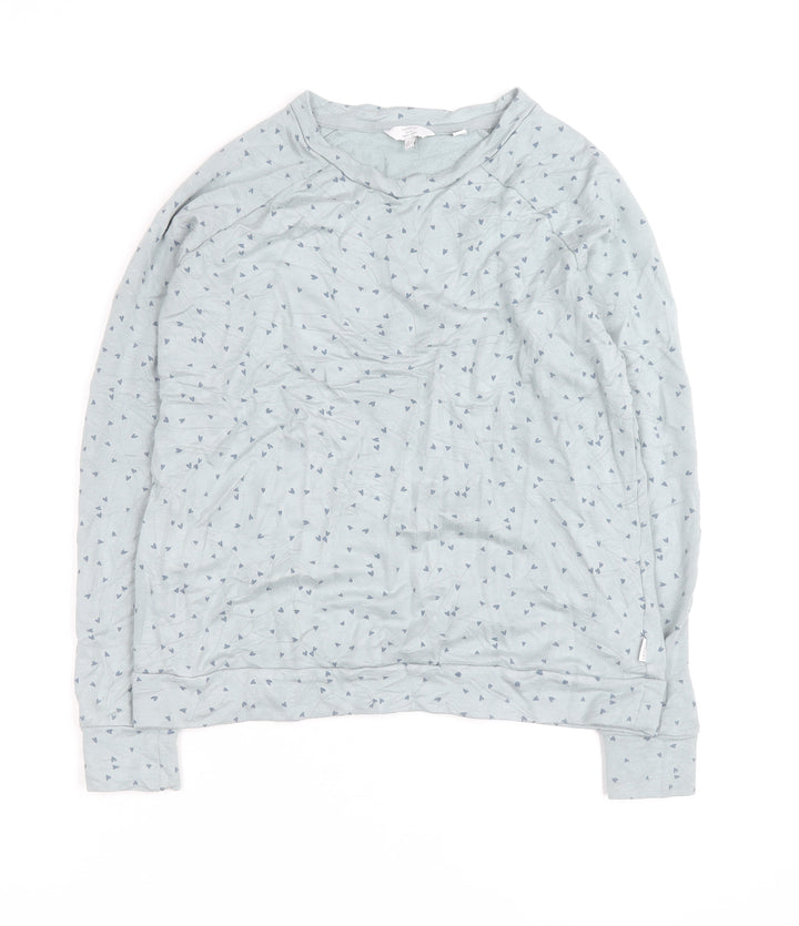 FatFace Women's Blue Heart Print Long Sleeve Cotton T-Shirt L