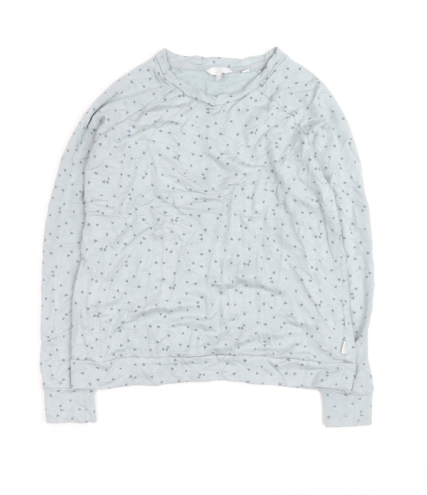 FatFace Women's Blue Heart Print Long Sleeve Cotton T-Shirt L
