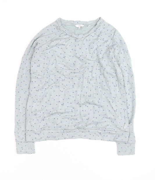 FatFace Women's Blue Heart Print Long Sleeve Cotton T-Shirt L