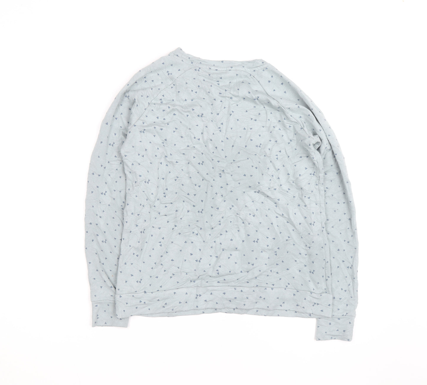 FatFace Women's Blue Heart Print Long Sleeve Cotton T-Shirt L