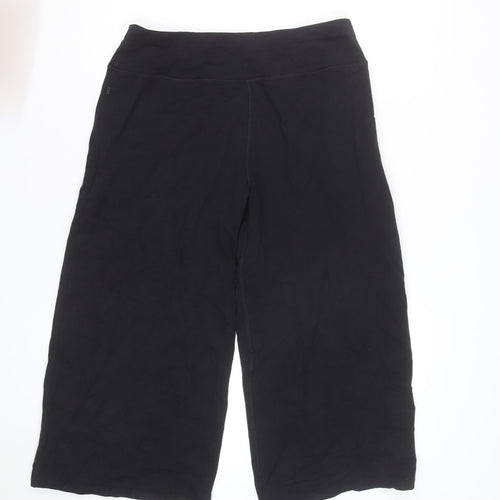Marks and Spencer Women’s Black Cropped Wide-Leg Cotton Trousers Size 12