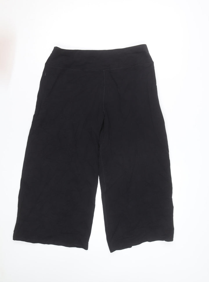 Marks and Spencer Women’s Black Cropped Wide-Leg Cotton Trousers Size 12