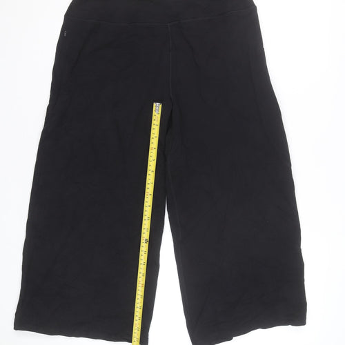 Marks and Spencer Women’s Black Cropped Wide-Leg Cotton Trousers Size 12