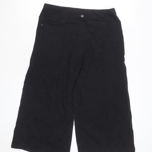 Marks and Spencer Women’s Black Cropped Wide-Leg Cotton Trousers Size 12