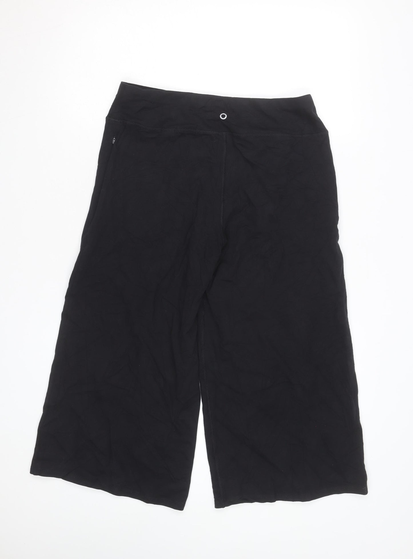 Marks and Spencer Women’s Black Cropped Wide-Leg Cotton Trousers Size 12