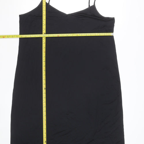 Marks and Spencer Women’s Black Slip Dress Size 12 Satin V-Neck