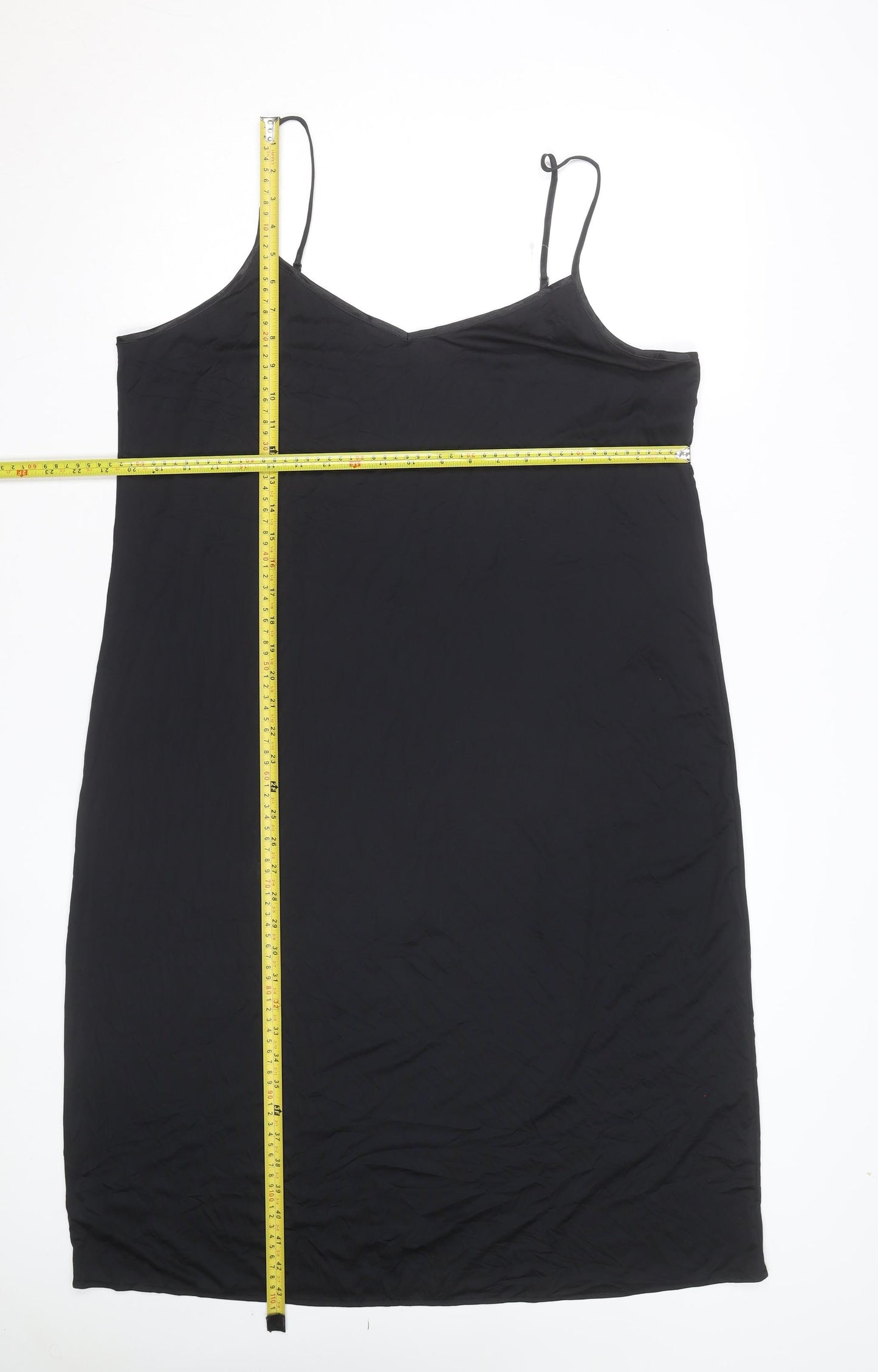 Marks and Spencer Women’s Black Slip Dress Size 12 Satin V-Neck
