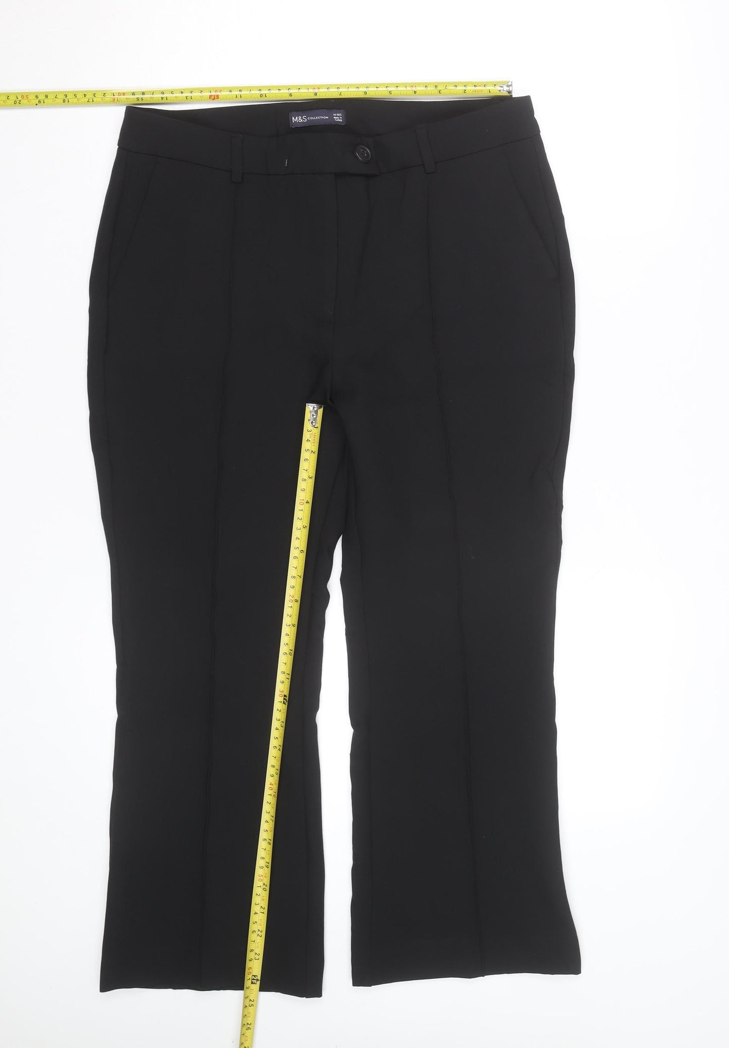 Marks and Spencer Women's Black Size 14 Straight Leg Dress Pants