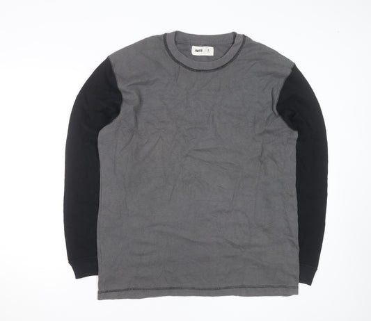 Hollister Men's Grey Waffle-Knit Long Sleeve Pullover Jumper XL