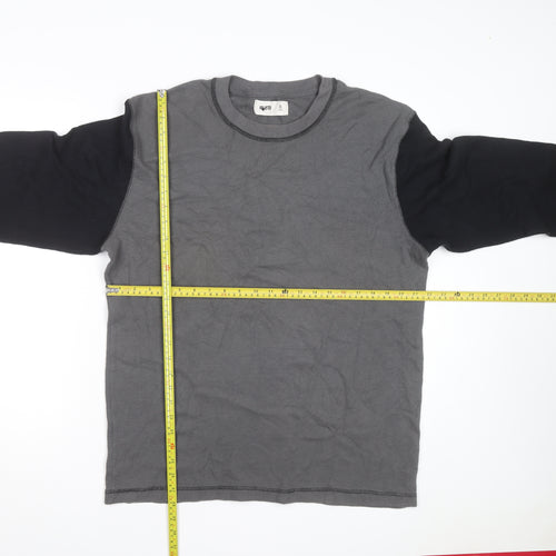 Hollister Men's Grey Waffle-Knit Long Sleeve Pullover Jumper XL