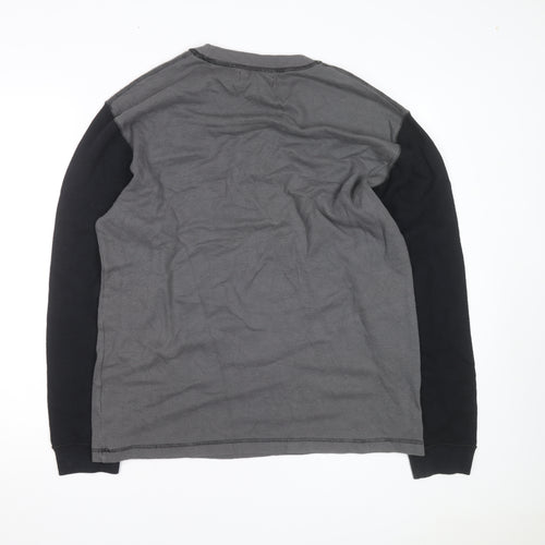 Hollister Men's Grey Waffle-Knit Long Sleeve Pullover Jumper XL