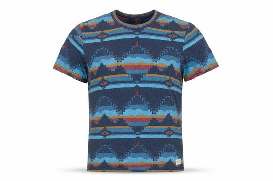 Hollister Men's Blue Aztec Crew Neck Short Sleeve T-Shirt Size M