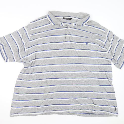 French Connection Men’s Grey Striped 3XL Polo Shirt