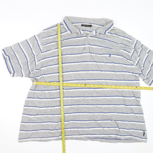 French Connection Men’s Grey Striped 3XL Polo Shirt