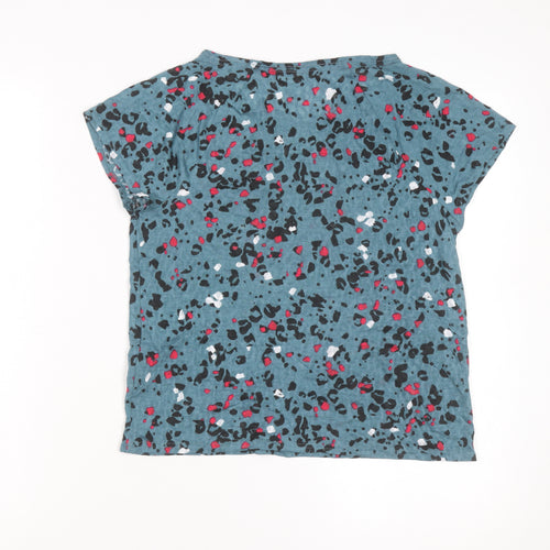 Marks and Spencer Women Blue Animal Print Short Sleeve T-Shirt L