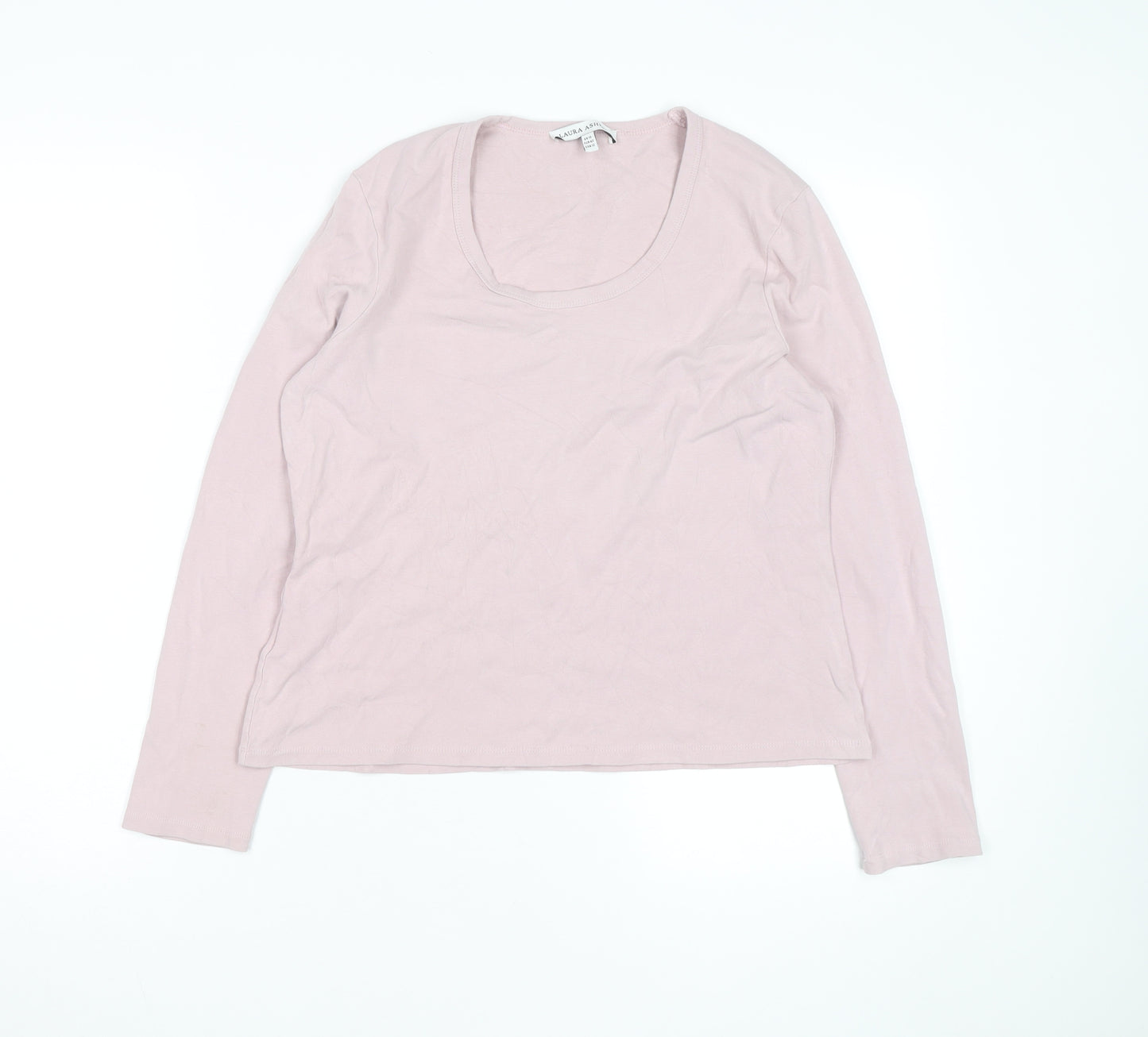Laura Ashley Womens Pink Long Sleeve Cotton Jersey T-Shirt UK16