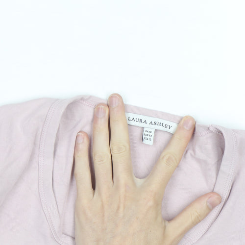 Laura Ashley Womens Pink Long Sleeve Cotton Jersey T-Shirt UK16