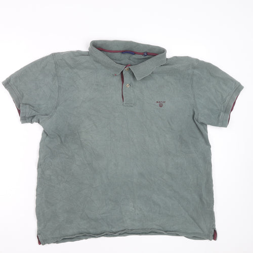 GANT Men's 3XL Green Cotton Short Sleeve Polo Shirt
