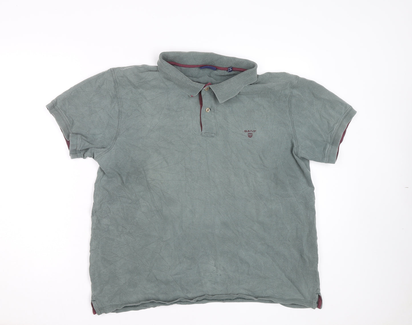 GANT Men's 3XL Green Cotton Short Sleeve Polo Shirt