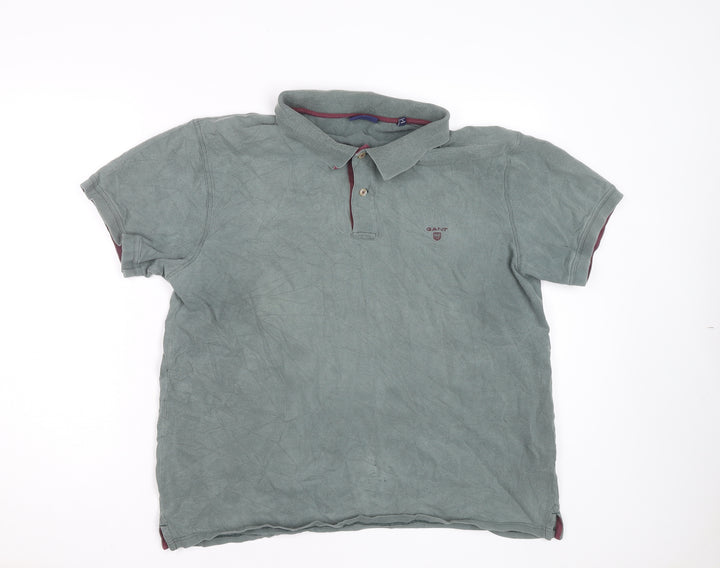 GANT Men's 3XL Green Cotton Short Sleeve Polo Shirt