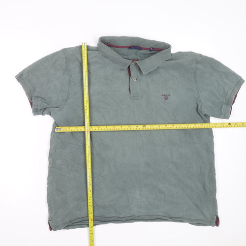 GANT Men's 3XL Green Cotton Short Sleeve Polo Shirt