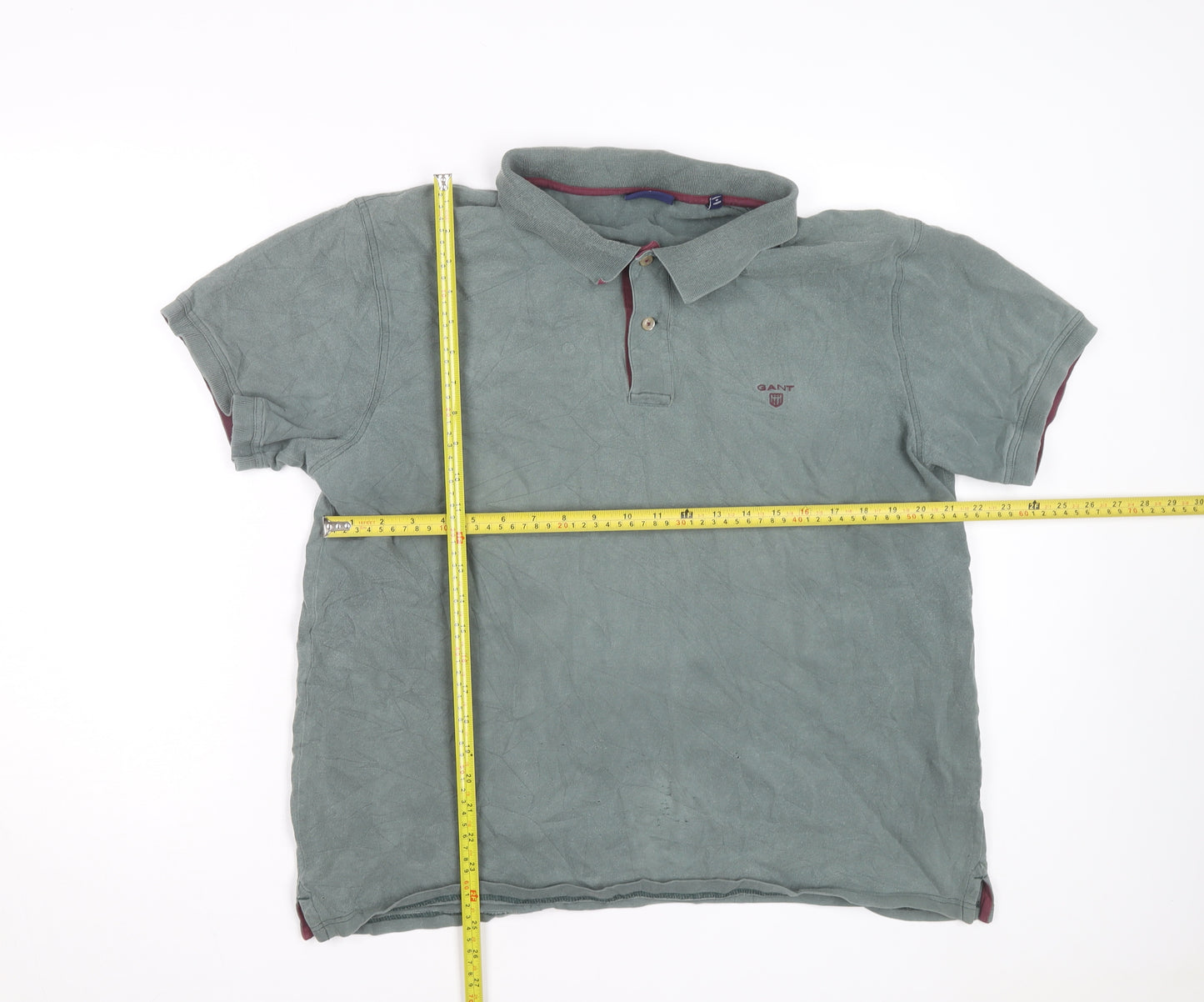 GANT Men's 3XL Green Cotton Short Sleeve Polo Shirt