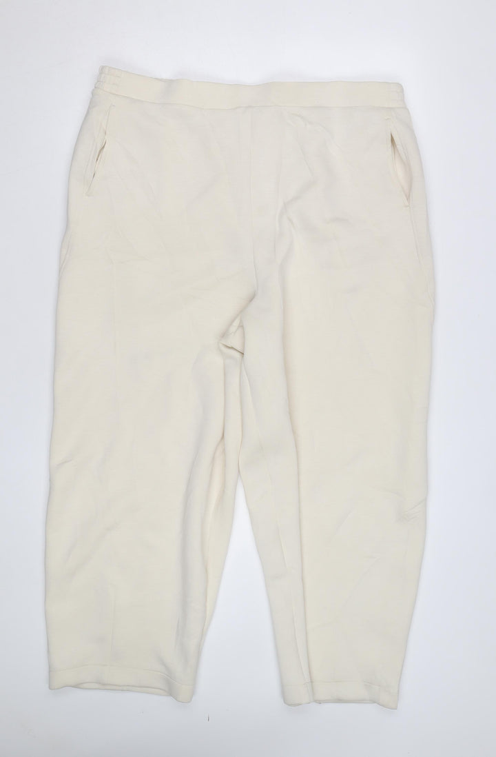 Marks and Spencer Women Beige Regular Cropped Jogger Trousers Size 12