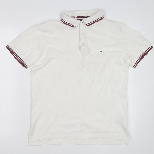 Tommy Hilfiger Men's White Slim Fit Polo Shirt XL Classic Casual