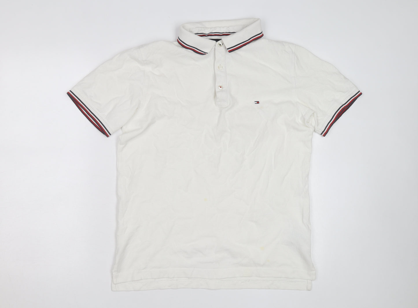 Tommy Hilfiger Men's White Slim Fit Polo Shirt XL Classic Casual