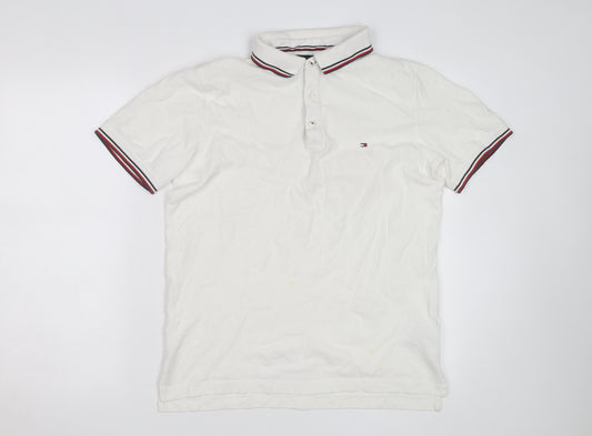 Tommy Hilfiger Men's White Slim Fit Polo Shirt XL Classic Casual