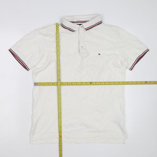 Tommy Hilfiger Men's White Slim Fit Polo Shirt XL Classic Casual
