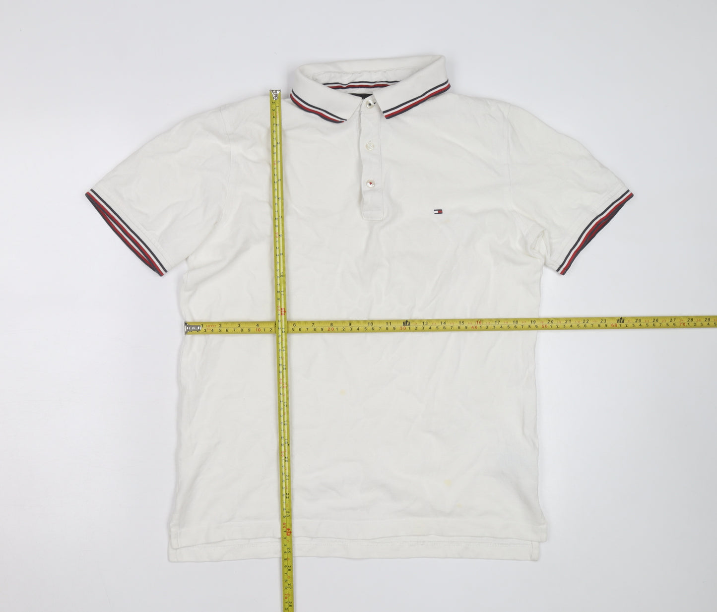 Tommy Hilfiger Men's White Slim Fit Polo Shirt XL Classic Casual