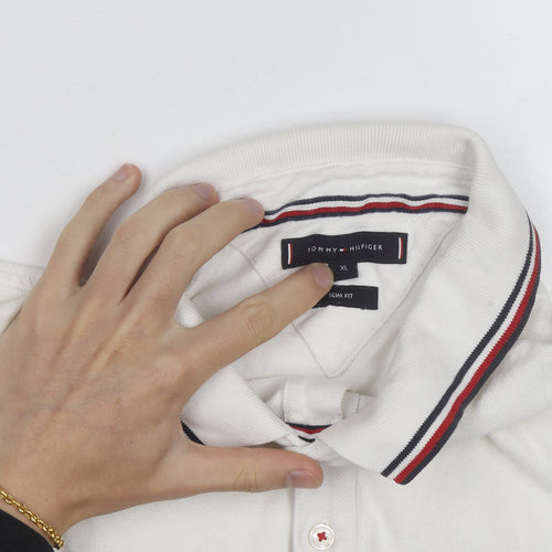 Tommy Hilfiger Men's White Slim Fit Polo Shirt XL Classic Casual