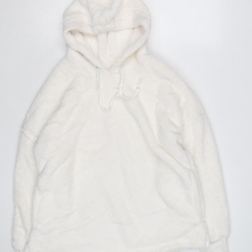 The Lounge Edit Women White Size 12 Pullover Hoodie Fleece Soft Plush