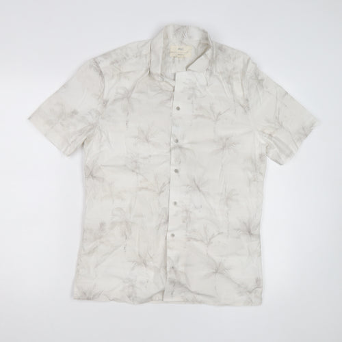 Marks and Spencer Men's Beige Tropical Short Sleeve Button-Up Shirt S