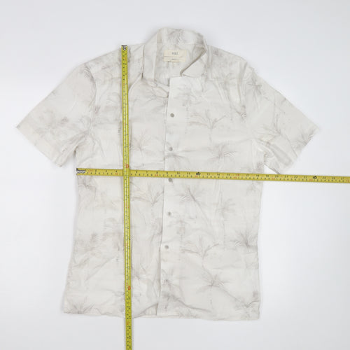Marks and Spencer Men's Beige Tropical Short Sleeve Button-Up Shirt S