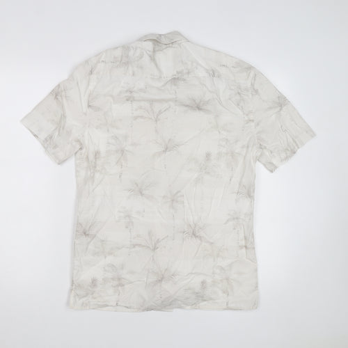 Marks and Spencer Men's Beige Tropical Short Sleeve Button-Up Shirt S