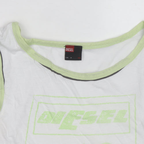 Diesel Men's White Sleeveless Graphic Print T-Shirt Size M